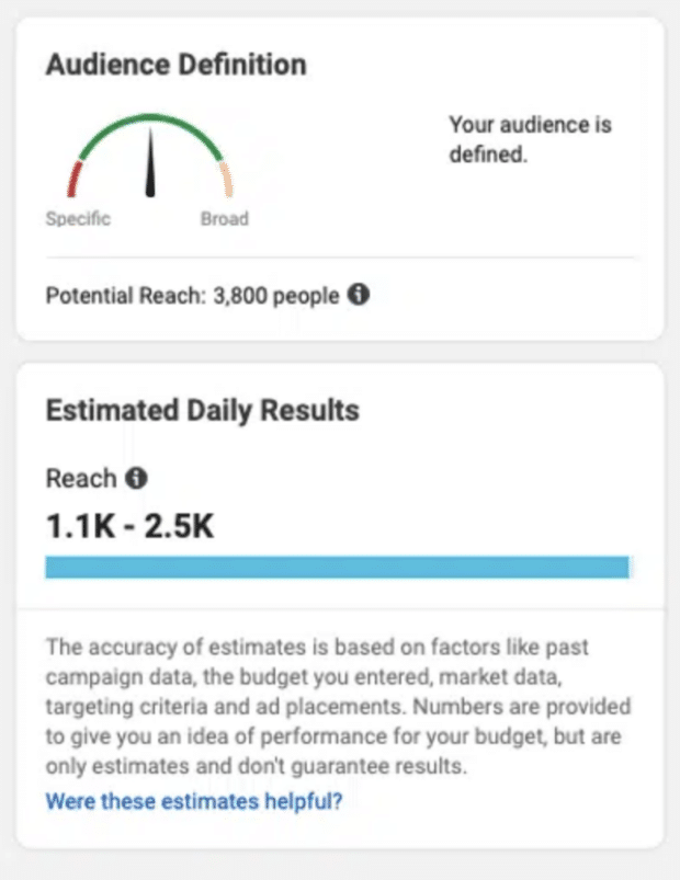 تعریف مخاطب و معیارهای تخمینی نتایج روزانه برای پست تبلیغاتی اینستاگرام