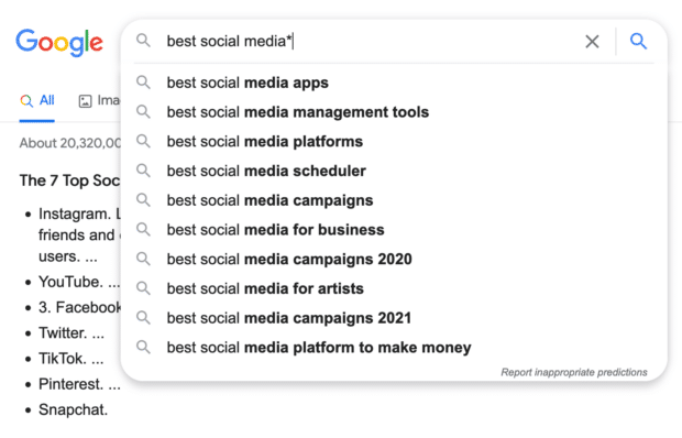 بهترین رسانه های اجتماعی * جستجوی گوگل