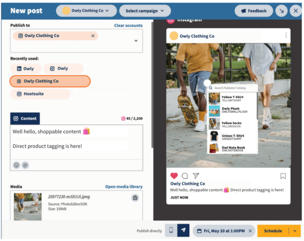 ایجاد یک پست اینستاگرام قابل خرید با استفاده از Hootsuite