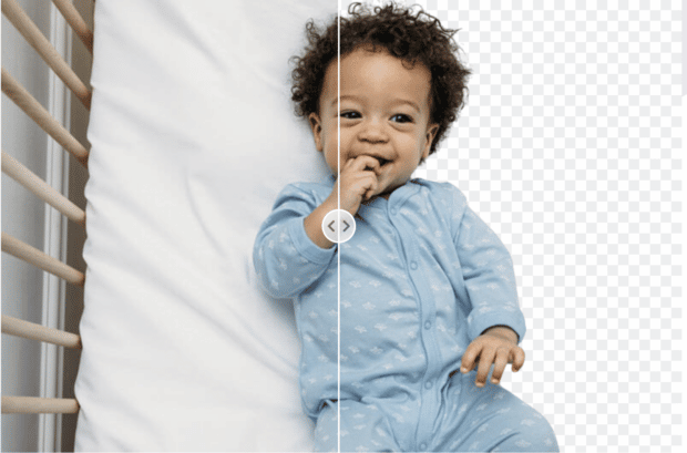 کودک در گهواره در برابر پس زمینه نیمه شفاف و نیمه قابل مشاهده
