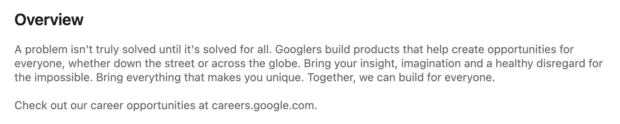 کارمندان گوگل محصولاتی را برای حل مشکلات می سازند [linkedin bio example]
