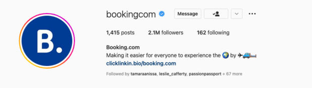 booking.com تجربه کردن جهان را از طریق سفر برای همه آسان‌تر می‌کند [instagram bio example]
