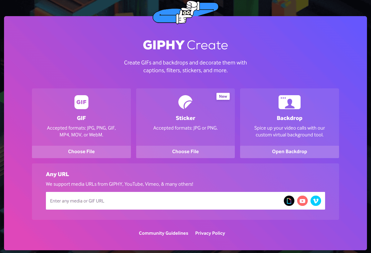 دسکتاپ گزینه Giphy Create URL