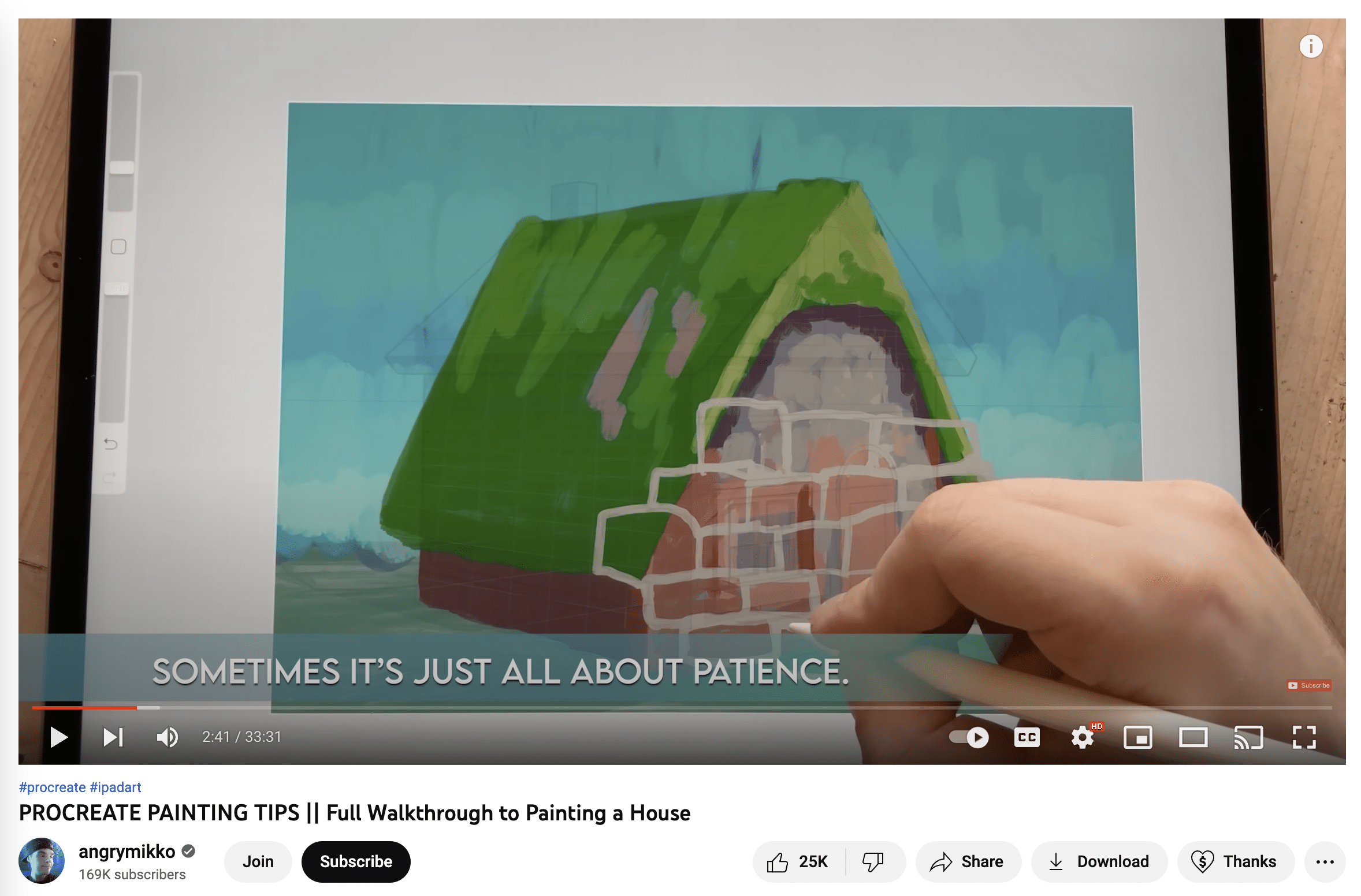 کانال یوتیوب تصویر angrymikko که روند تولید مثل کشیدن یک خانه را نشان می دهد